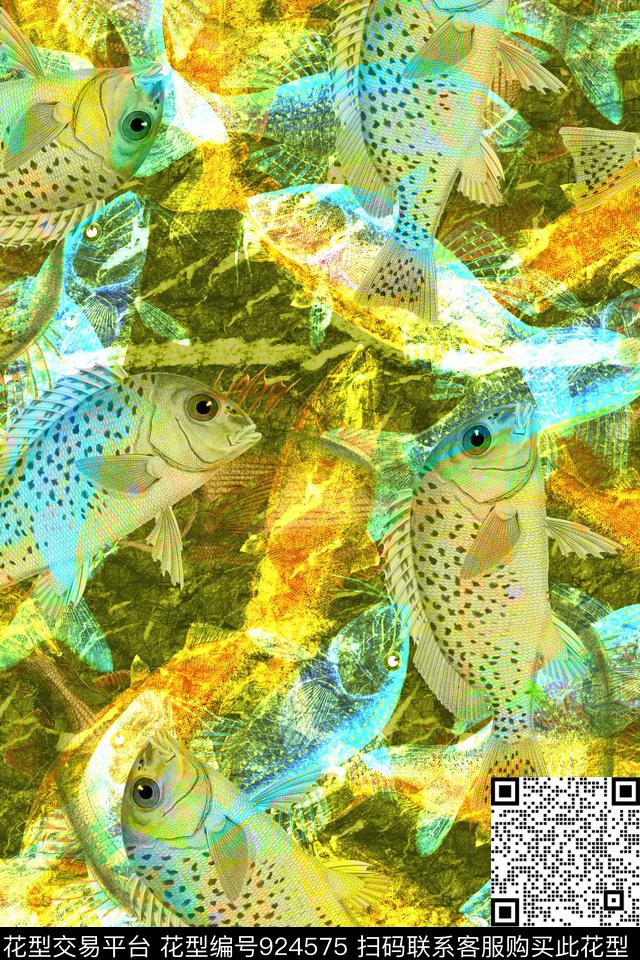 20170828 fish 1.jpg - 924575 - 大花 中老年 鱼 - 数码印花花型 － 女装花型设计 － 瓦栏