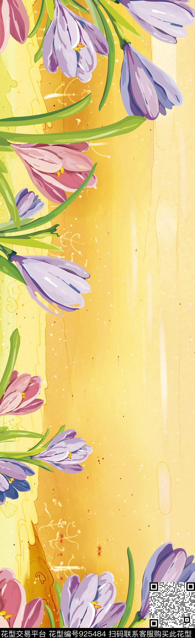 1.jpg - 925484 - 花卉 长巾 风景景观 - 传统印花花型 － 长巾花型设计 － 瓦栏