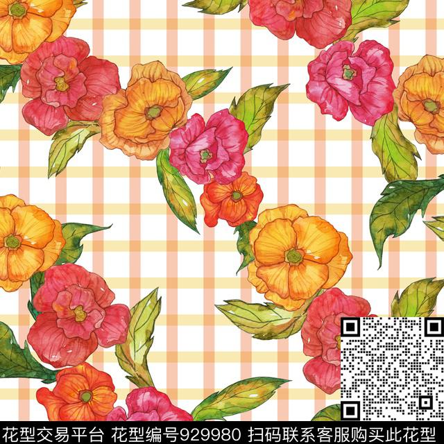 CJ-17 (020).jpg - 929980 - 创意 花卉 格子 - 数码印花花型 － 女装花型设计 － 瓦栏