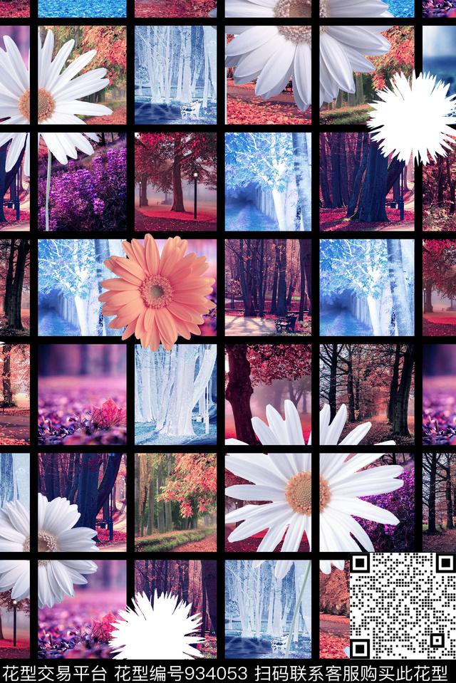 2.jpg - 934053 - 格子 数码花型 花卉 - 数码印花花型 － 女装花型设计 － 瓦栏