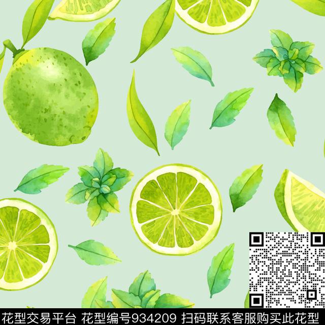 水果柠檬-分层.jpg - 934209 - 数码花型 植物 水果 - 数码印花花型 － 女装花型设计 － 瓦栏
