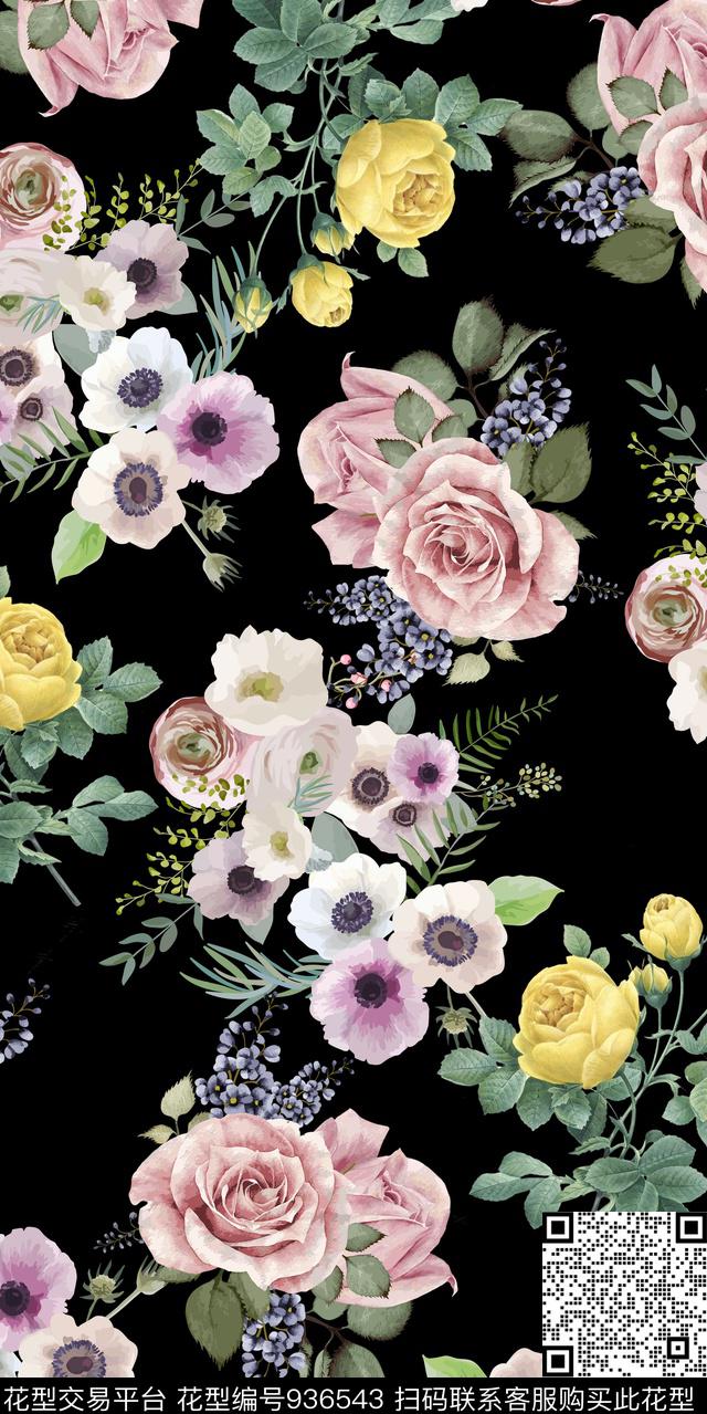 1709-6.jpg - 936543 - 手绘花卉 花卉 大牌风 - 数码印花花型 － 女装花型设计 － 瓦栏
