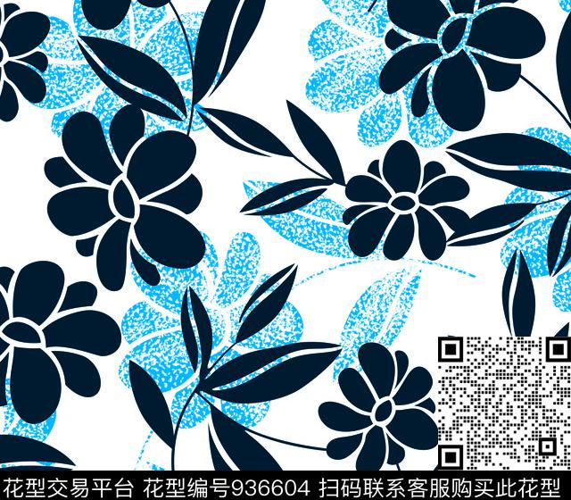 双印蓝花w.jpg - 936604 - 数码花型 衬衫 泳装 - 数码印花花型 － 泳装花型设计 － 瓦栏
