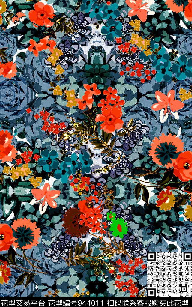 179281016.jpg - 944011 - 植物 水彩花卉 数码花型 - 数码印花花型 － 女装花型设计 － 瓦栏