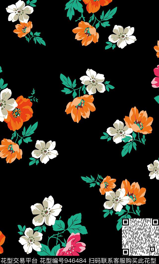 花开奢靡2.jpg - 946484 - 手绘花卉 女装 大牌风 - 数码印花花型 － 女装花型设计 － 瓦栏