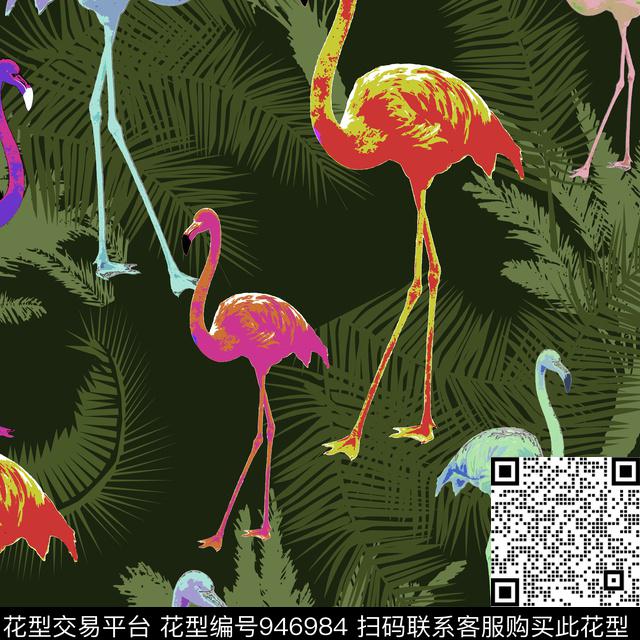 迷幻热带雨林.jpg - 946984 - 植物 棕榈树 炫彩 - 数码印花花型 － 女装花型设计 － 瓦栏
