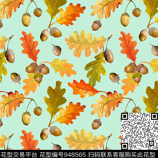 树叶果子3-分层.jpg - 948565 - 植物 数码花型 几何 - 数码印花花型 － 女装花型设计 － 瓦栏