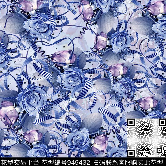 WDA1000252YT.jpg - 949432 - 古典花纹 数码花型 花卉 - 数码印花花型 － 女装花型设计 － 瓦栏