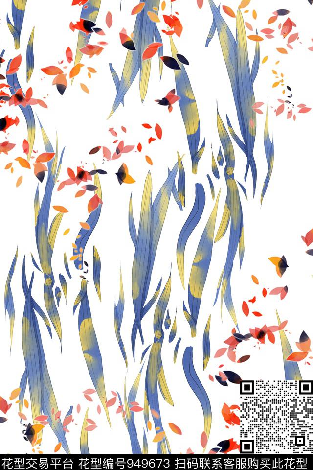 落花.jpg - 949673 - 素雅 植物 女装 - 数码印花花型 － 女装花型设计 － 瓦栏