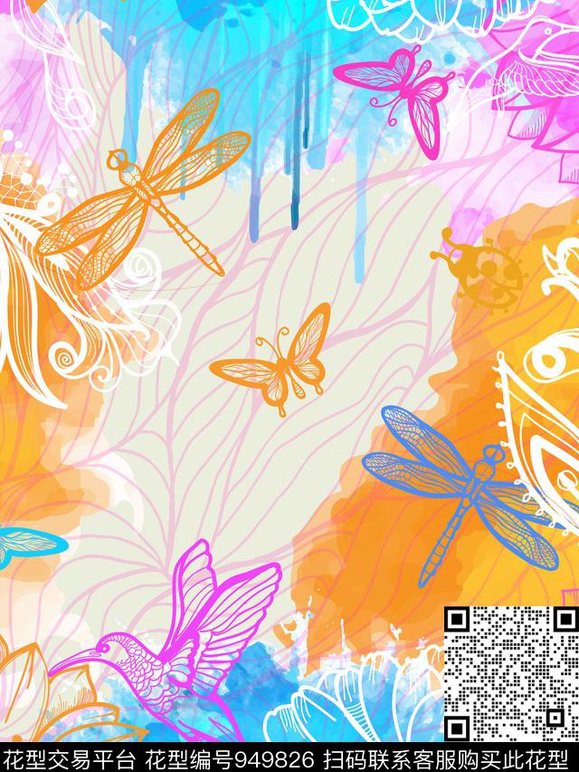花开.jpg - 949826 - 朦胧花卉 昆虫 鸟 - 数码印花花型 － 女装花型设计 － 瓦栏