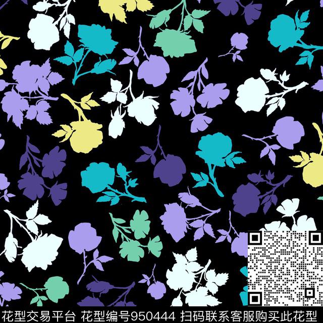ES0716.jpg - 950444 - 小碎花 日本 剪影花卉 - 传统印花花型 － 女装花型设计 － 瓦栏