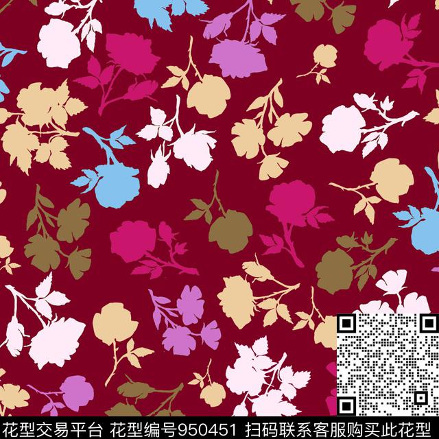 ES0716-2.jpg - 950451 - 小碎花 日本 剪影花卉 - 传统印花花型 － 女装花型设计 － 瓦栏
