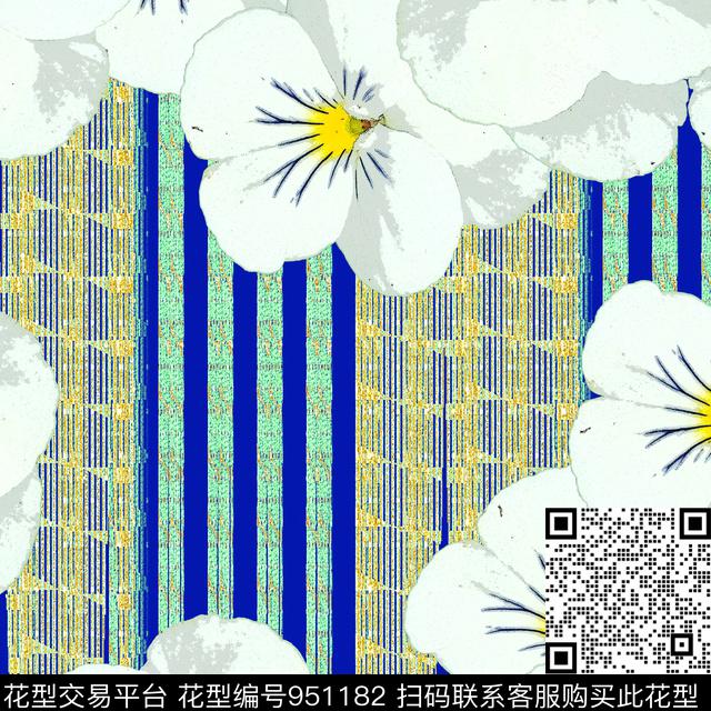 7757.jpg - 951182 - 条纹 鲜花 花卉 - 数码印花花型 － 女装花型设计 － 瓦栏