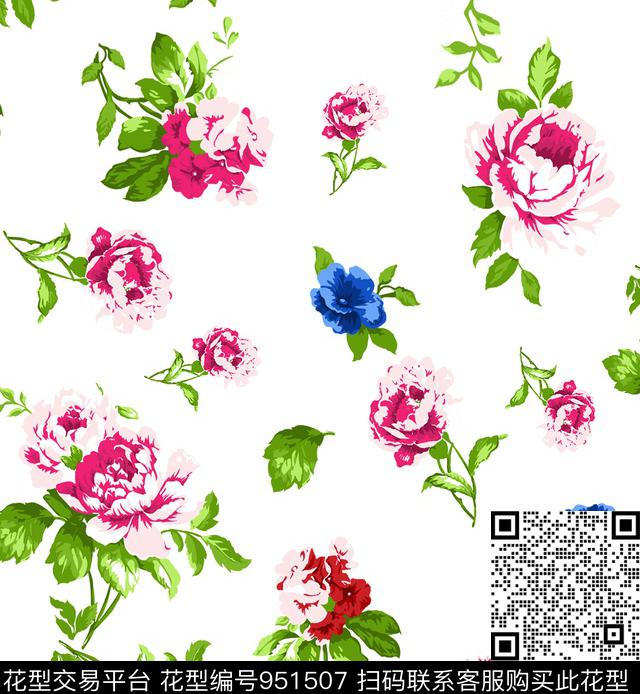 v-988.jpg - 951507 - 小碎花 数码花型 抽象 - 数码印花花型 － 女装花型设计 － 瓦栏
