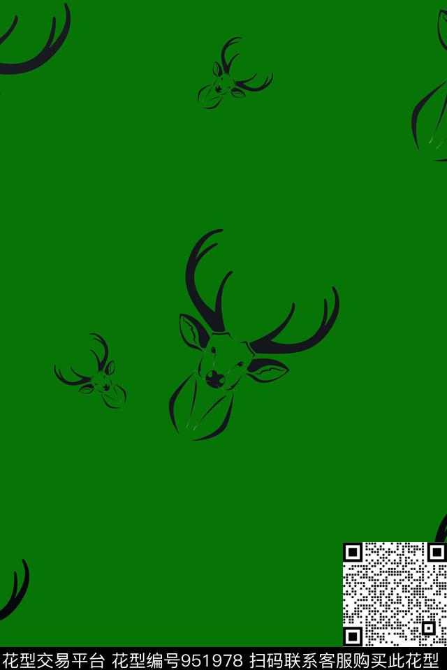 2017PG101501.jpg - 951978 - 鹿 动物 简约 - 传统印花花型 － 女装花型设计 － 瓦栏