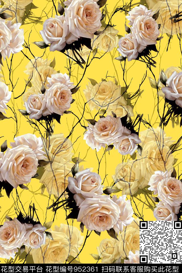 Y17M238-1.jpg - 952361 - 女装 玫瑰花 花卉 - 数码印花花型 － 女装花型设计 － 瓦栏