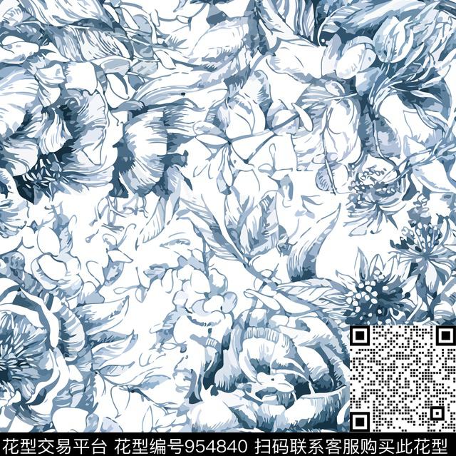 I101701.jpg - 954840 - 创意 手绘花卉 女装 - 传统印花花型 － 女装花型设计 － 瓦栏