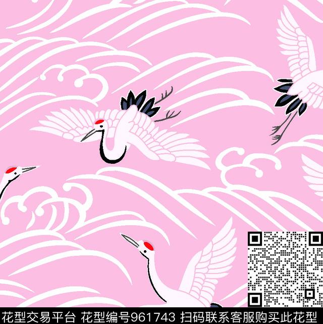 201711011511.jpg - 961743 - 矢量 鸟 仙鹤 - 传统印花花型 － 女装花型设计 － 瓦栏