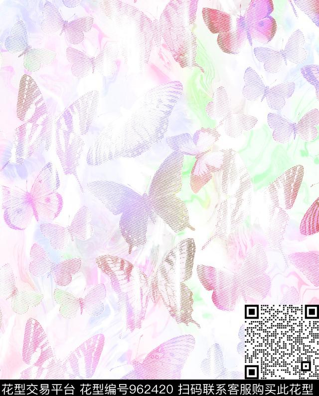 MY1702015.jpg - 962420 - 抽象 蝴蝶 波点 - 数码印花花型 － 泳装花型设计 － 瓦栏