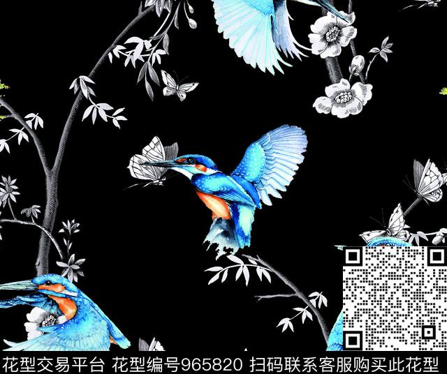 时尚植物花鸟.jpg - 965820 - 数码花型 男装 动物 - 数码印花花型 － 男装花型设计 － 瓦栏
