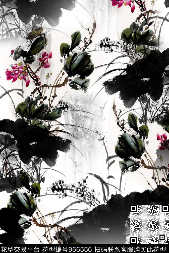 定制3-1.jpg - 966556 - 泼墨 中国 水墨风 - 数码印花花型 － 女装花型设计 － 瓦栏