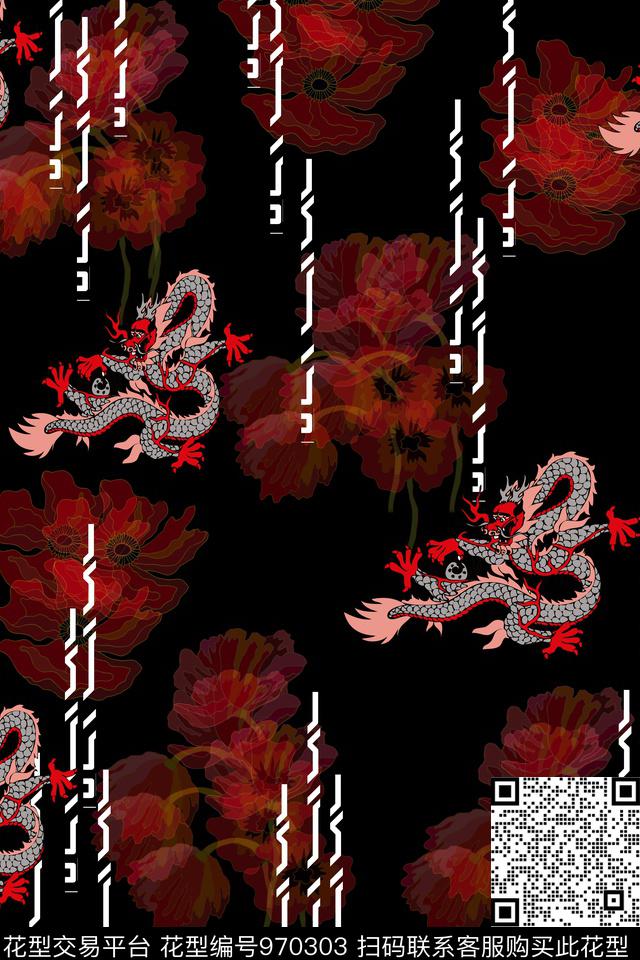 20171117006.jpg - 970303 - 数码花型 抽象 龙 - 数码印花花型 － 女装花型设计 － 瓦栏