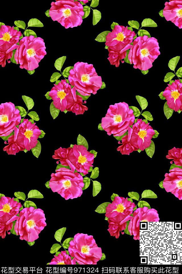 012.jpg - 971324 - 数码花型 女装 花卉 - 数码印花花型 － 女装花型设计 － 瓦栏