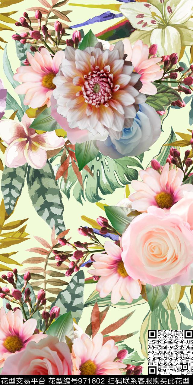 1120-3.jpg - 971602 - 数码花型 花卉 热带花型 - 数码印花花型 － 女装花型设计 － 瓦栏