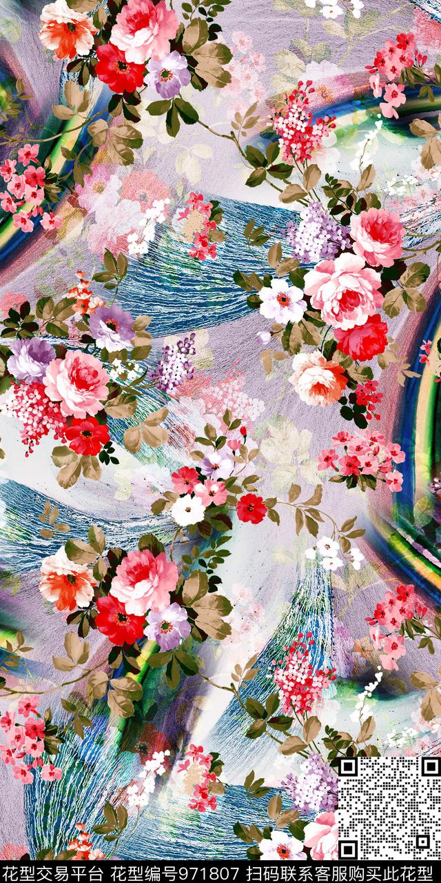 xf-49.jpg - 971807 - 数码花型 水彩花卉 手绘花卉 - 数码印花花型 － 女装花型设计 － 瓦栏
