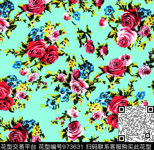 32.jpg - 973631 - 动物花卉 艺术 古典花纹 - 数码印花花型 － 女装花型设计 － 瓦栏