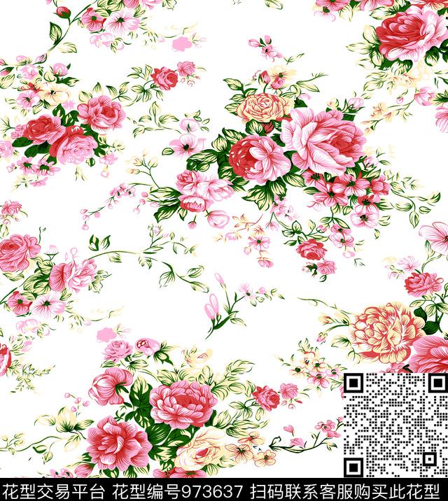 34.jpg - 973637 - 动物花卉 艺术 古典花纹 - 数码印花花型 － 女装花型设计 － 瓦栏