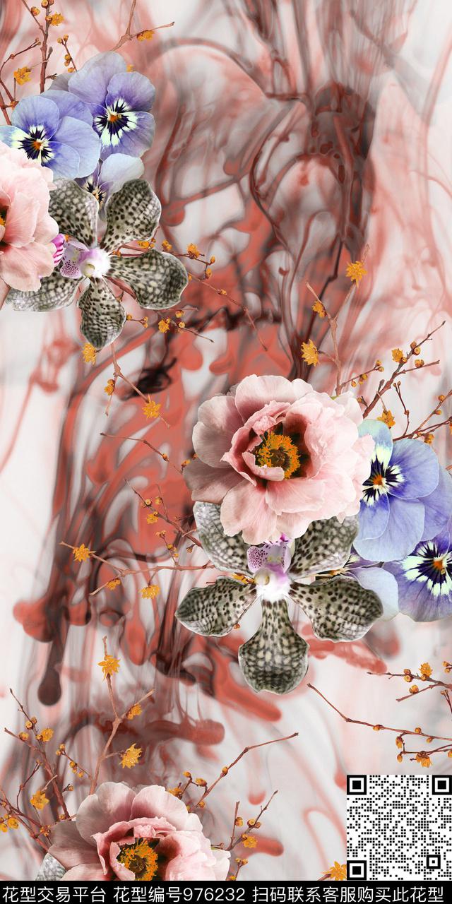 1129-1.jpg - 976232 - 数码花型 植物 花卉 - 数码印花花型 － 女装花型设计 － 瓦栏