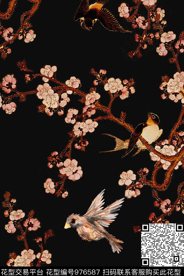 10547-1.jpg - 976587 - 花卉 花鸟 中国 - 数码印花花型 － 女装花型设计 － 瓦栏