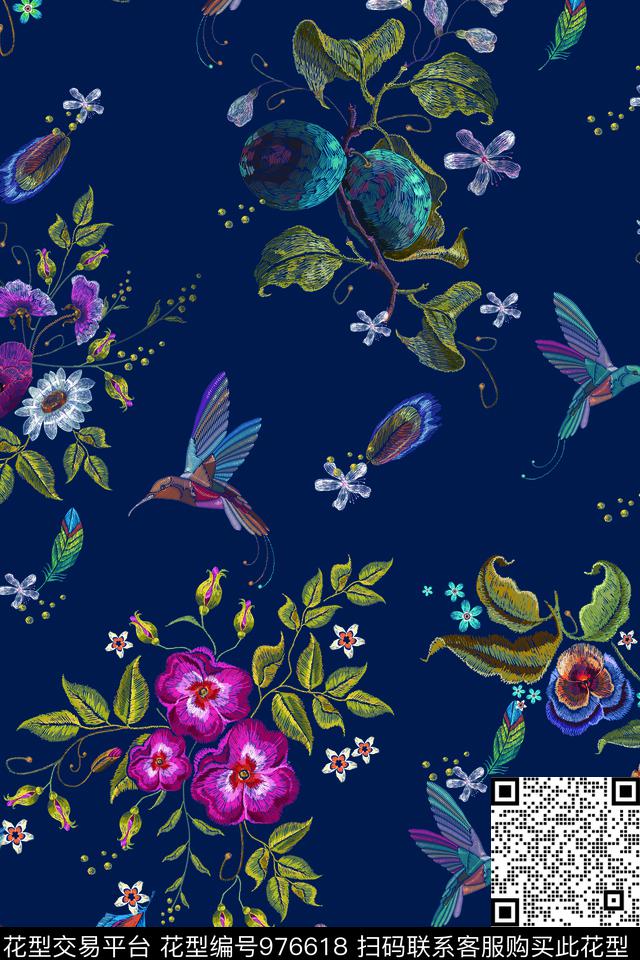 MZHH-002配色2.jpg - 976618 - 民族花卉 民族风 中国 - 数码印花花型 － 女装花型设计 － 瓦栏