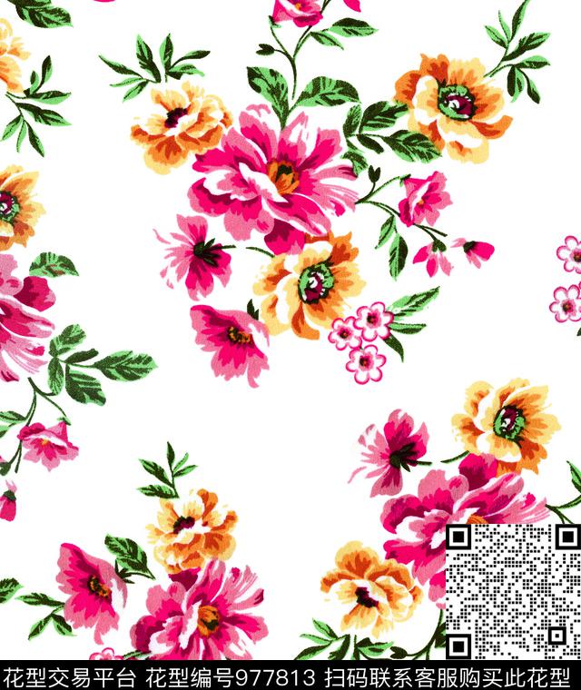 54.jpg - 977813 - 鲜花 数码花型 小碎花 - 数码印花花型 － 女装花型设计 － 瓦栏