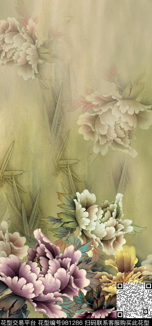 Qq17.12.07-3.jpg - 981286 - 水彩花卉 手绘花卉 牡丹 - 数码印花花型 － 女装花型设计 － 瓦栏