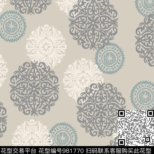 carosella-v1.jpg - 981770 - 几何 纹理 团状图案 - 传统印花花型 － 床品花型设计 － 瓦栏