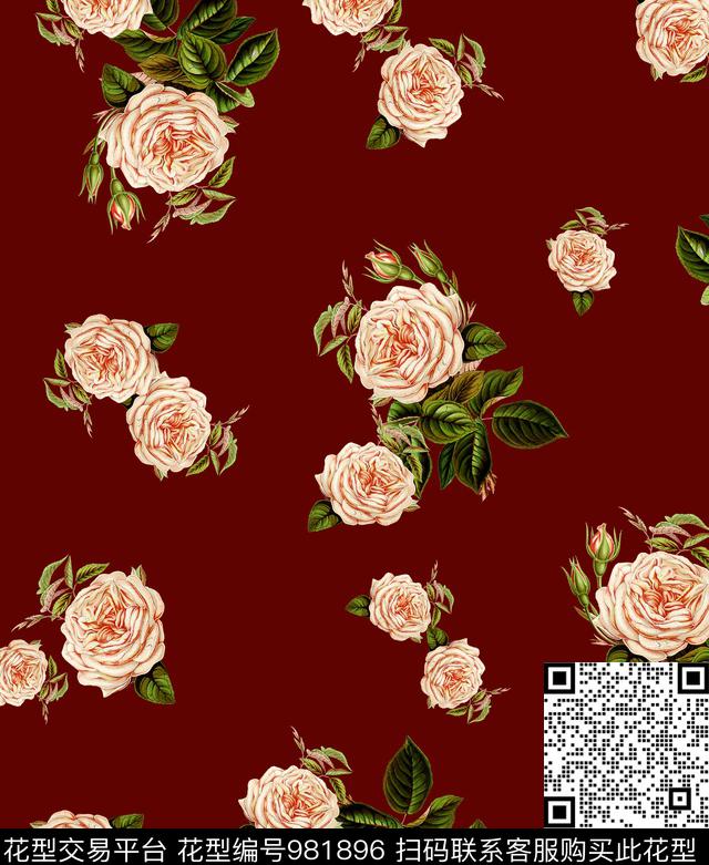 gZz-3.jpg - 981896 - 月季花 手绘花卉 植物 - 数码印花花型 － 女装花型设计 － 瓦栏