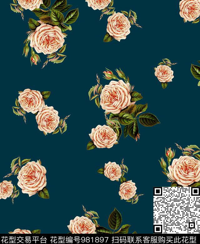 gZz-4.jpg - 981897 - 月季花 手绘花卉 植物 - 数码印花花型 － 女装花型设计 － 瓦栏