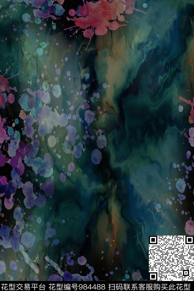 绚丽的墨迹.jpg - 984488 - 数码花型 抽象 女装 - 数码印花花型 － 女装花型设计 － 瓦栏