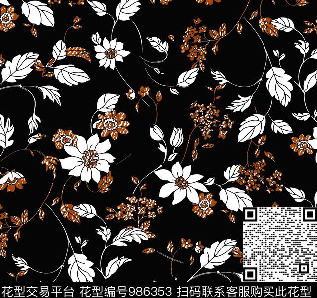9905-7机.jpg - 986353 - 小碎花 花卉 几何 - 传统印花花型 － 女装花型设计 － 瓦栏