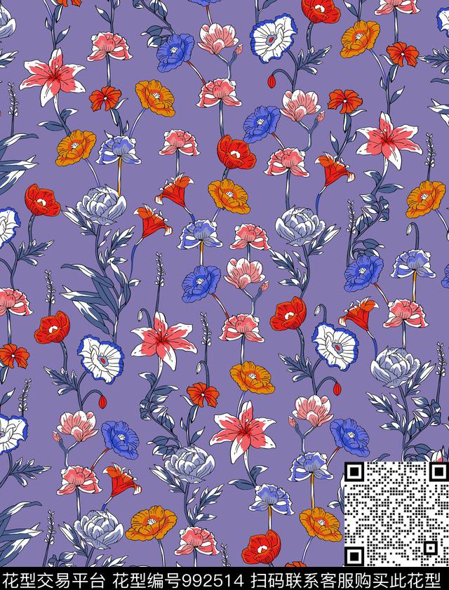 X001.jpg - 992514 - 数码花型 花卉 女装 - 数码印花花型 － 女装花型设计 － 瓦栏