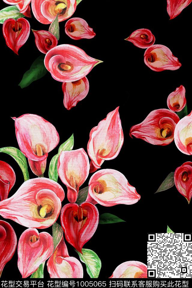 水彩花卉手绘花卉女装传统印花花型下载（图片编号: 1005065） - 瓦栏（Walan）