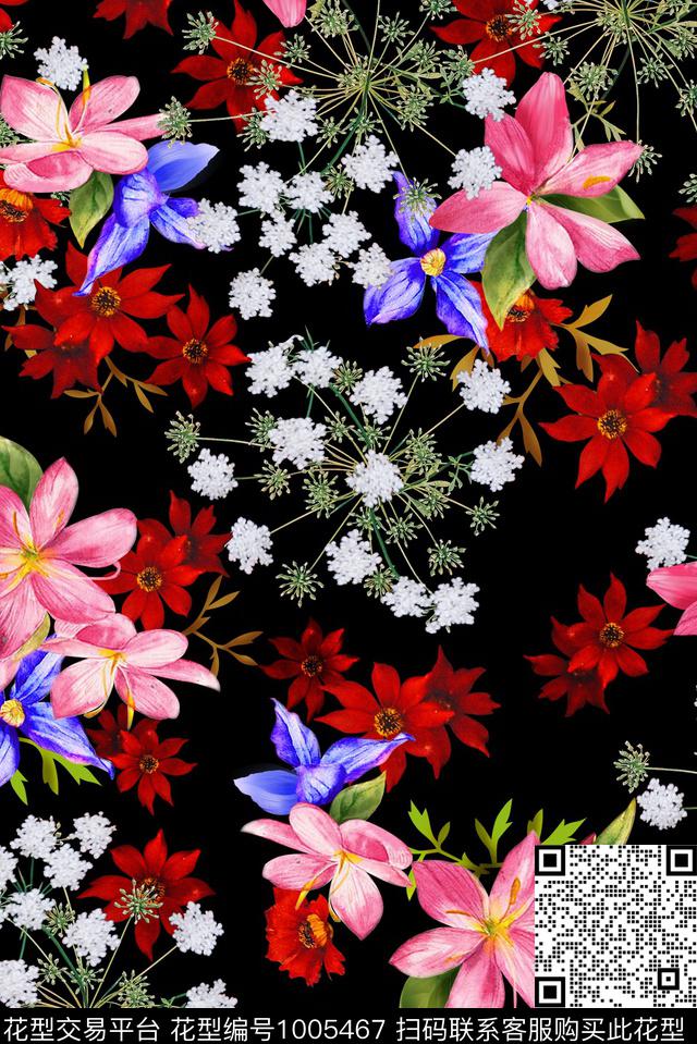 花卉女装绿植树叶传统印花花型下载（图片编号: 1005467） - 瓦栏（Walan）