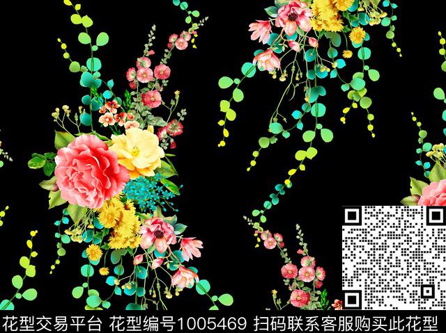 花卉女装绿植树叶传统印花花型下载（图片编号: 1005469） - 瓦栏（Walan）