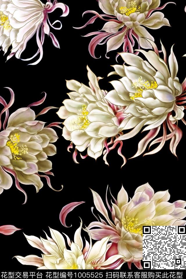手绘花卉花卉女装传统印花花型下载（图片编号: 1005525） - 瓦栏（Walan）