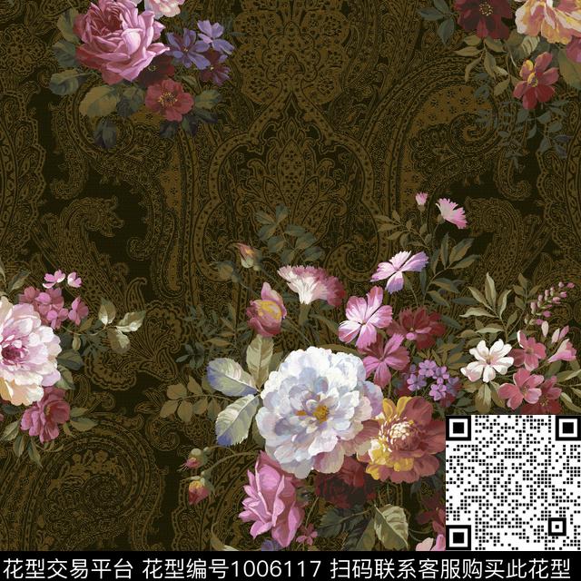 101.jpg - 1006117 - 民族风 花卉 家纺 - 传统印花花型 － 窗帘花型设计 － 瓦栏