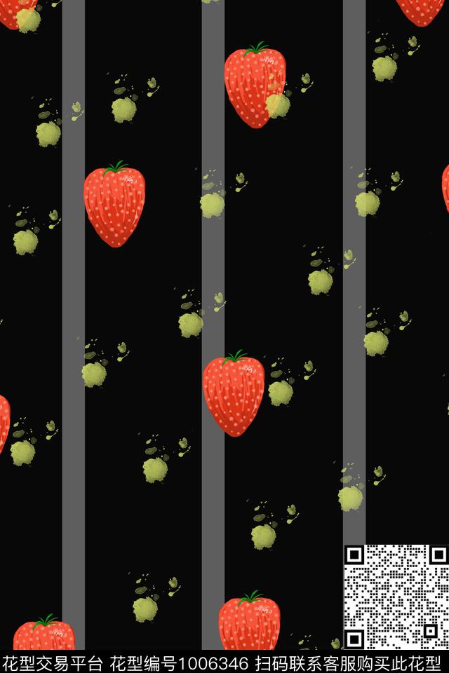 草莓.jpg - 1006346 - 趣味 田园 水果 - 数码印花花型 － 女装花型设计 － 瓦栏