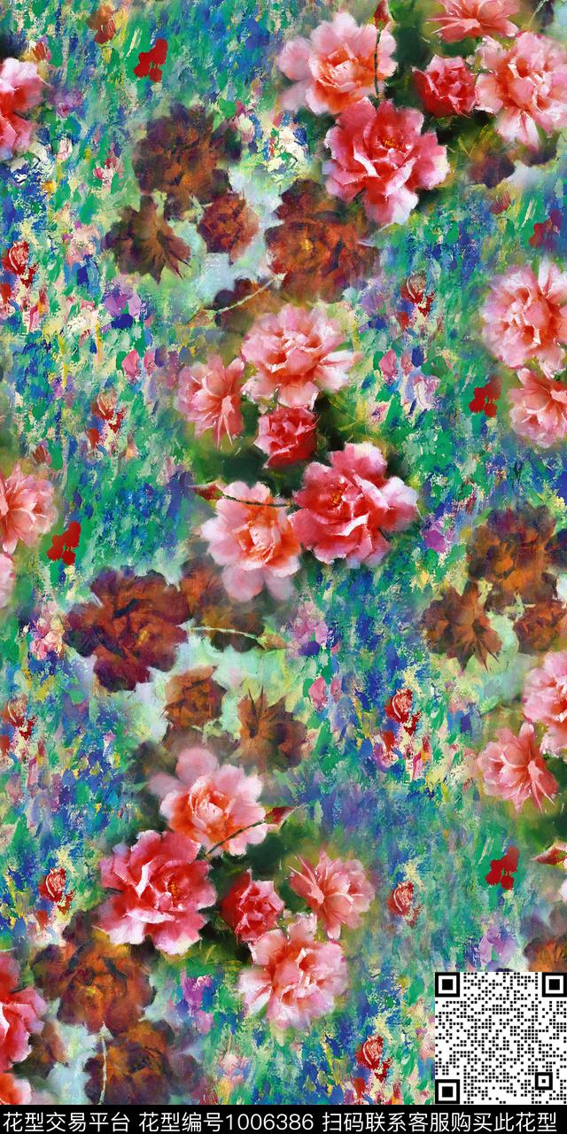 18-1-10.jpg - 1006386 - 玫瑰花 女装 油画花型 - 数码印花花型 － 女装花型设计 － 瓦栏