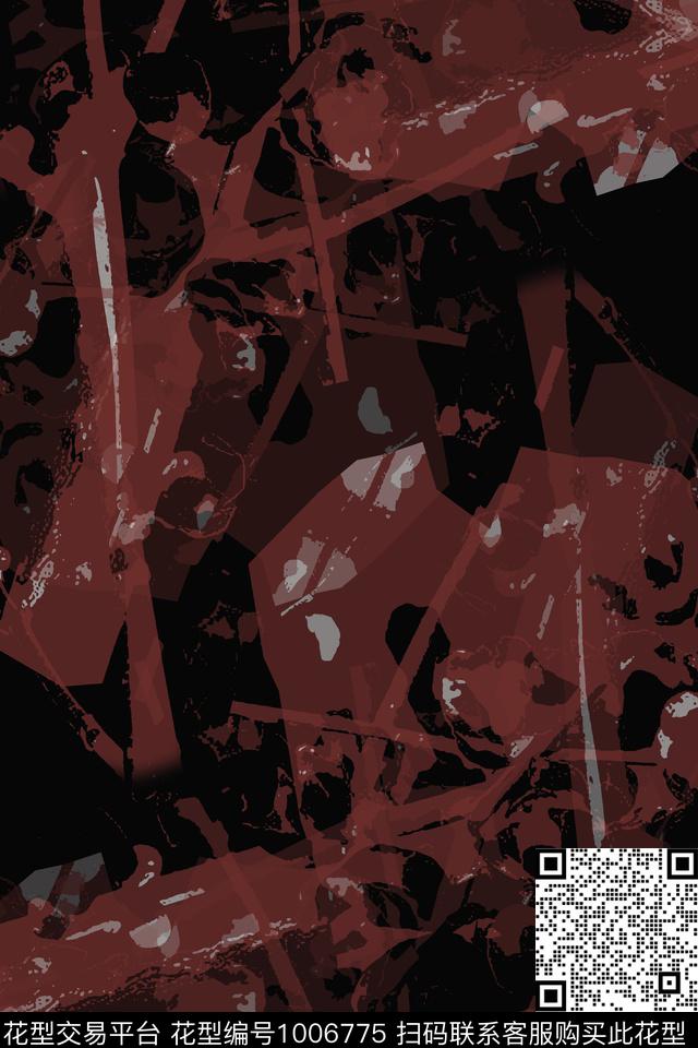 抽象花卉树枝抽象传统印花花型下载（图片编号: 1006775） - 瓦栏（Walan）